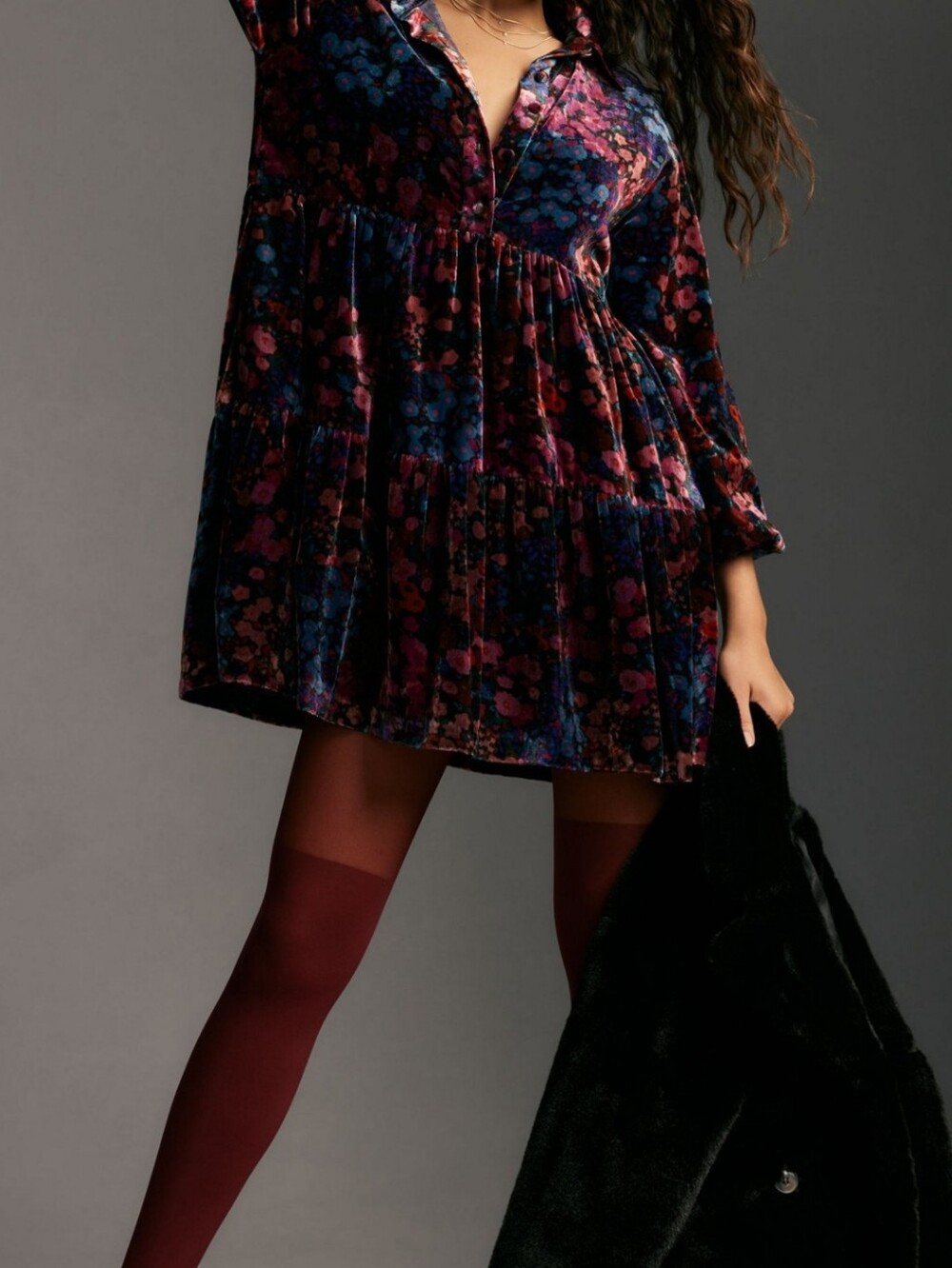 The Bettina Tiered Mini Shirt Dress by Maeve